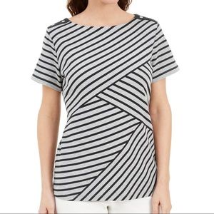 Karen Scott Plus Size Asymmetrical Striped Top